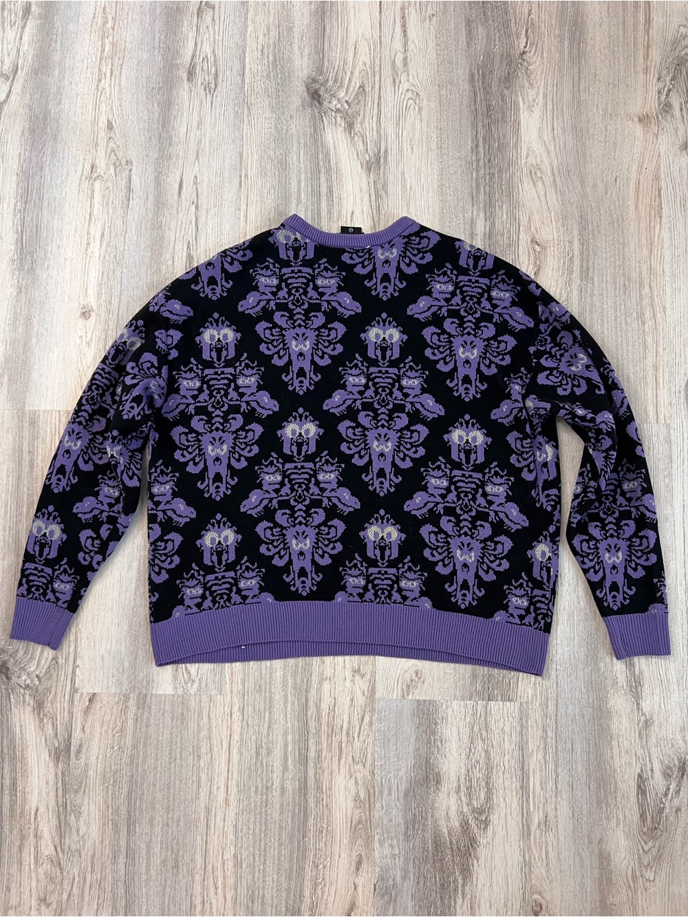 Her Universe Haunted Mansion Purple & Black Wallpaper Glow in the dark Sweater
